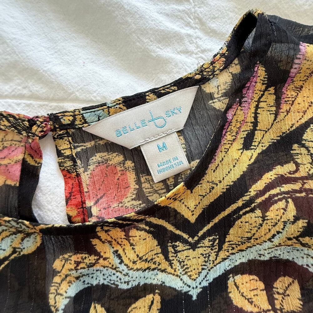 Belle + Sky Floral Sheer Blouse | Size M | Romantic Botanical Print Vintage Top - Picture 13 of 13